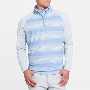 PETER MILLAR Mens Perth Stretch Loop Terry Stripe 1/4 Zip Pullover Sweater Golf